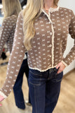Christmas Cottage Cardigan Sweater Brown