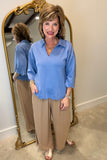 Scalloped Edge Top Denim Blue