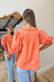 Lucy Ruffle Neck Blouse Orange