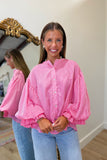 Easy Does It Stripe Blouse Pink
