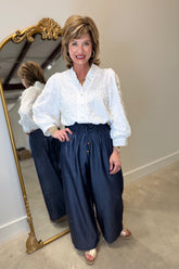 Dressy Floral Embossed Blouse White