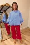 Easy Does It Stripe Blouse Blue