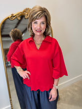 Scalloped Edge Top Red