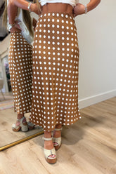 Dottie Darling Midi Skirt Brown