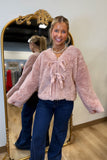 Bow Tie Fur Jacket Pink