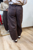 Umgee Fleece Leopard Barrel Pants