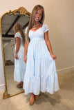 Meadow Muse Smocked Midi Dress Blue