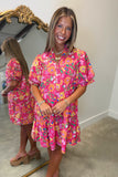 Cool in Floral Dress Hot Pink