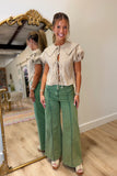 Tori High Waisted Wide Leg Jean Olive