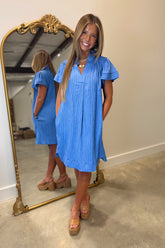 Umgee Blue Horizon Textured Dress