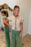 Gather Around Gingham Tie Top