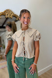 Gather Around Gingham Tie Top