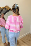 Lenny Striped Towel Terry Top Pink