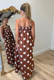 Stunning Dots Maxi Dress Brown