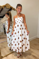 Dashing in Dots Dress Brown