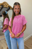 Third Bell Mineral Washed Knit Top Pink