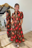Stella Firey Florals Midi Dress Brown