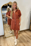 Stella Front Zip Dress Rust