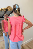 Emma Ruffled Top Coral