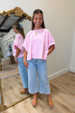 Oversized Elastic Cuff Top Pink