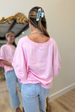 Oversized Elastic Cuff Top Pink