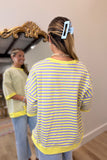 Braxton Striped Oversized Top Lav/Lem
