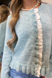 Girly Lace Trim Cardigan Sage