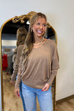 Everyday V-neck Sweater Top Mocha