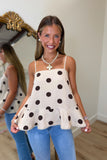 Autumn Begins Polka Dot Tank Brown