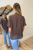 Put Together Polka Dot Blouse Brown