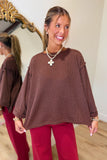 Britton Folded Sleeve Knit Top Brown