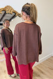 Britton Folded Sleeve Knit Top Brown