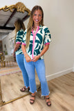 THML Geometric Leaves Blouse Green