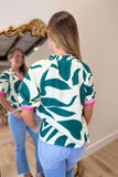 THML Geometric Leaves Blouse Green