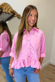 Alissa Ruffle Hem Top Pink