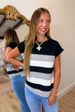 School Day Ready Top Black Stripe