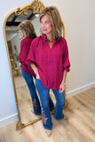 Umgee High Standards Lined Top Burgundy