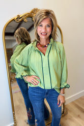 Umgee High Standards Lined Top Sage