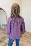 Umgee Bubble Sleeve V Neck Top Plum