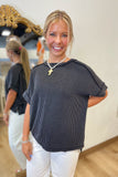 Relaxed Ribbed Tee Charcoal