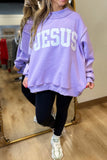 Jesus Mock Neck Sweatshirt Lavender