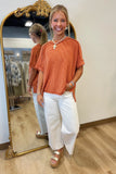 Relaxed Ribbed Tee Burnt Orange
