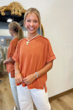 Relaxed Ribbed Tee Burnt Orange