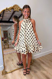 Timeless Romance Polka Dot Ruffled Dress Cream