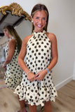 Timeless Romance Polka Dot Ruffled Dress Cream