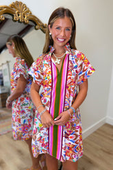 THML Floral Abstract Dress Pink