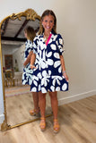 THML Geometric Pattern Short Dress Navy