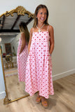 Prime Polka Dots Midi Dress Pink