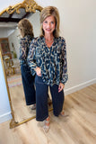 Renuar Layered Leopard Blouse Storm