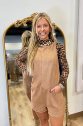 Boat Neck Sleeveless Suede Romper